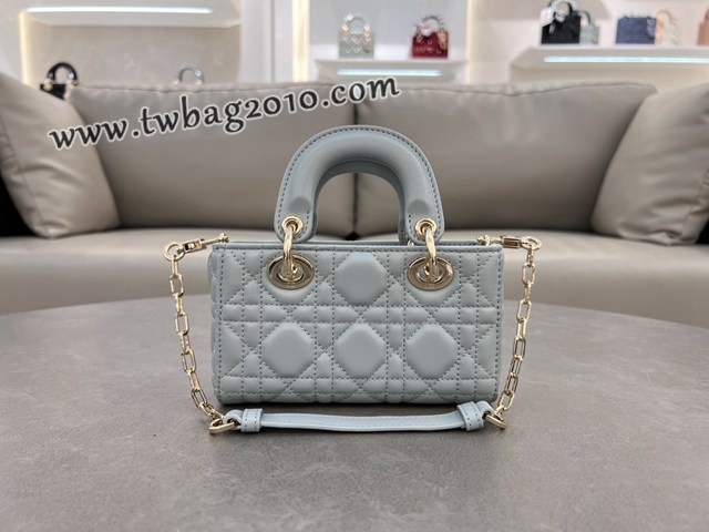 Dior专柜新款迪奥高仿原单湖水蓝羊皮Lady D-Joy手袋手提肩背斜挎女包 djfk1832